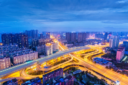 Wuhan City Skyline Night View Photograph Home Decor Premium Quality Poster Print Choose Your Sizes