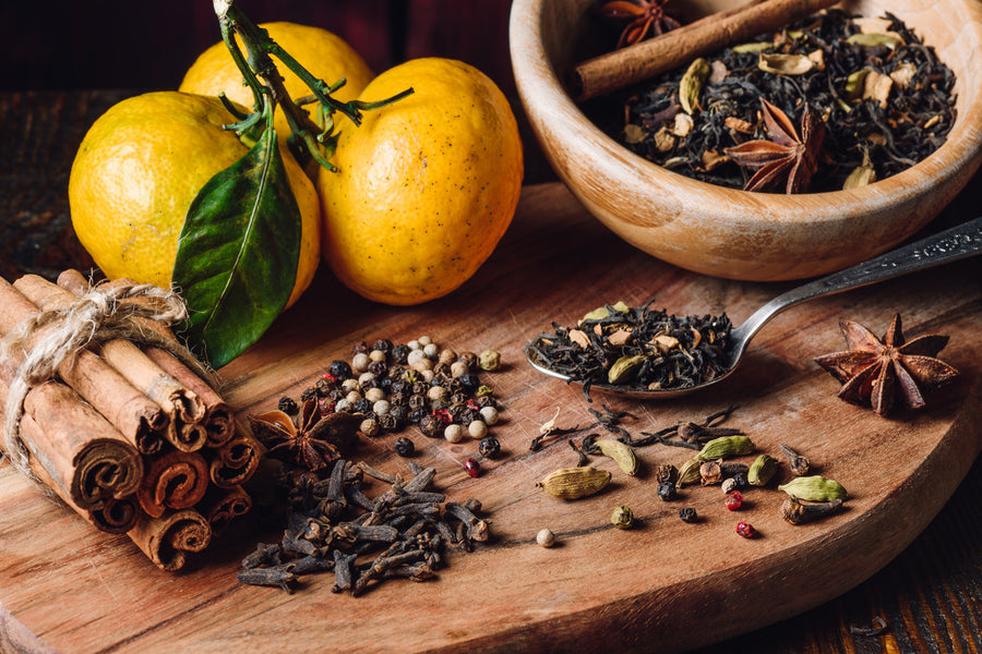 Indian Masala Chai Ingredients with Three Tangerines Photograph Print 100% Australian Made