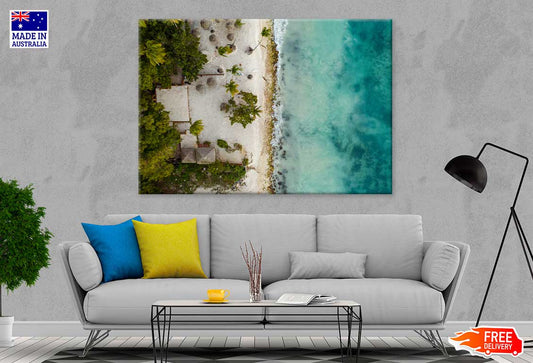 Palm Trees & Sea Coast Aerial View Photograph Print 100% Australian Made