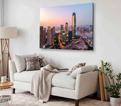 Bella Home Guangzhou City Aerial Photograph Print Canvas Ready to hang