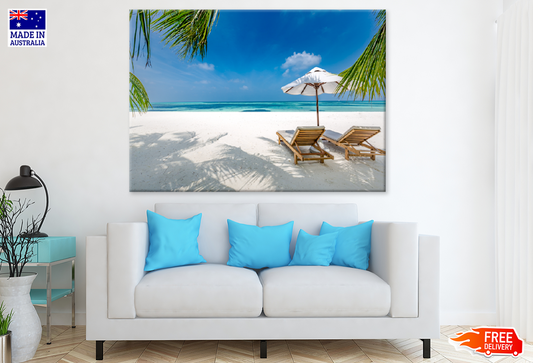 Beach Huts & Sea Sky Scenery View Print 100% Australian Made