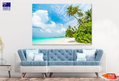 Palm Trees with Maldives Island Photograph Print 100% Australian Made