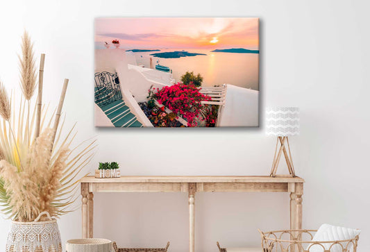 Bella Home Romantic Sunset in Santorini Print Canvas Ready to hang