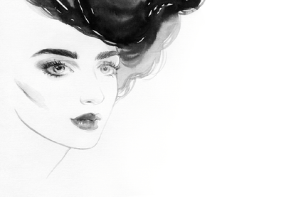 Young Girl with Makeup B&W Abstract Watercolor Painting Print 100% Australian Made
