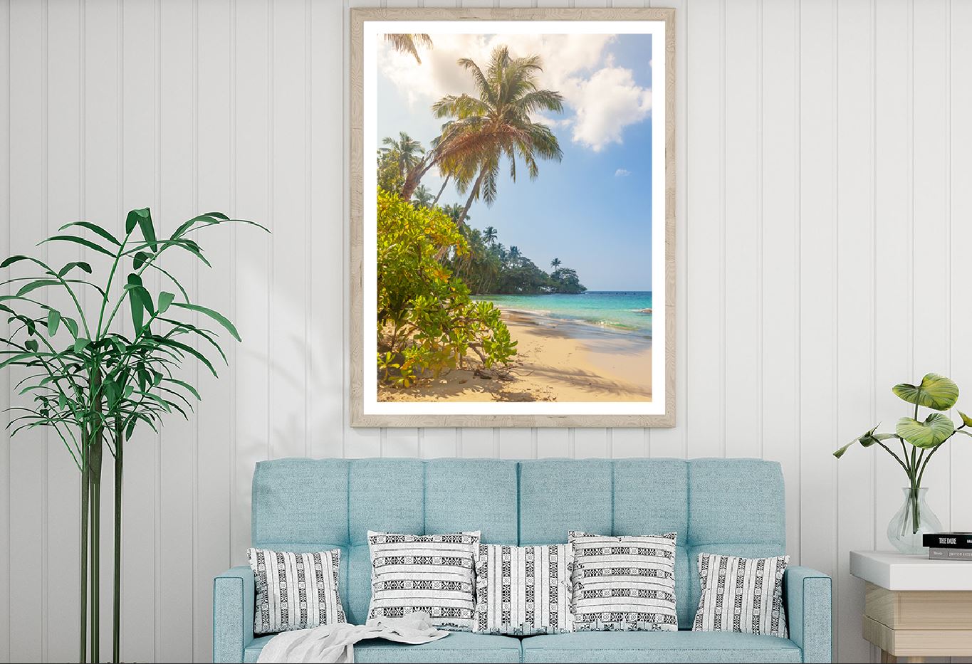Palm Trees & Sandy Beach View Photograph Home Decor Premium Quality Poster Print Choose Your Sizes
