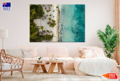 Palm Trees & Sea Coast Aerial View Photograph Print 100% Australian Made