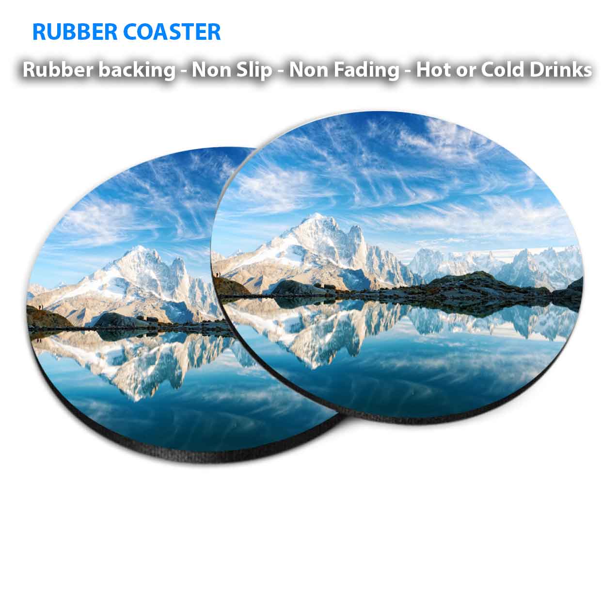 Clear Water & Sky Reflection on Lake Coasters Wood & Rubber - Set of 6 Coasters