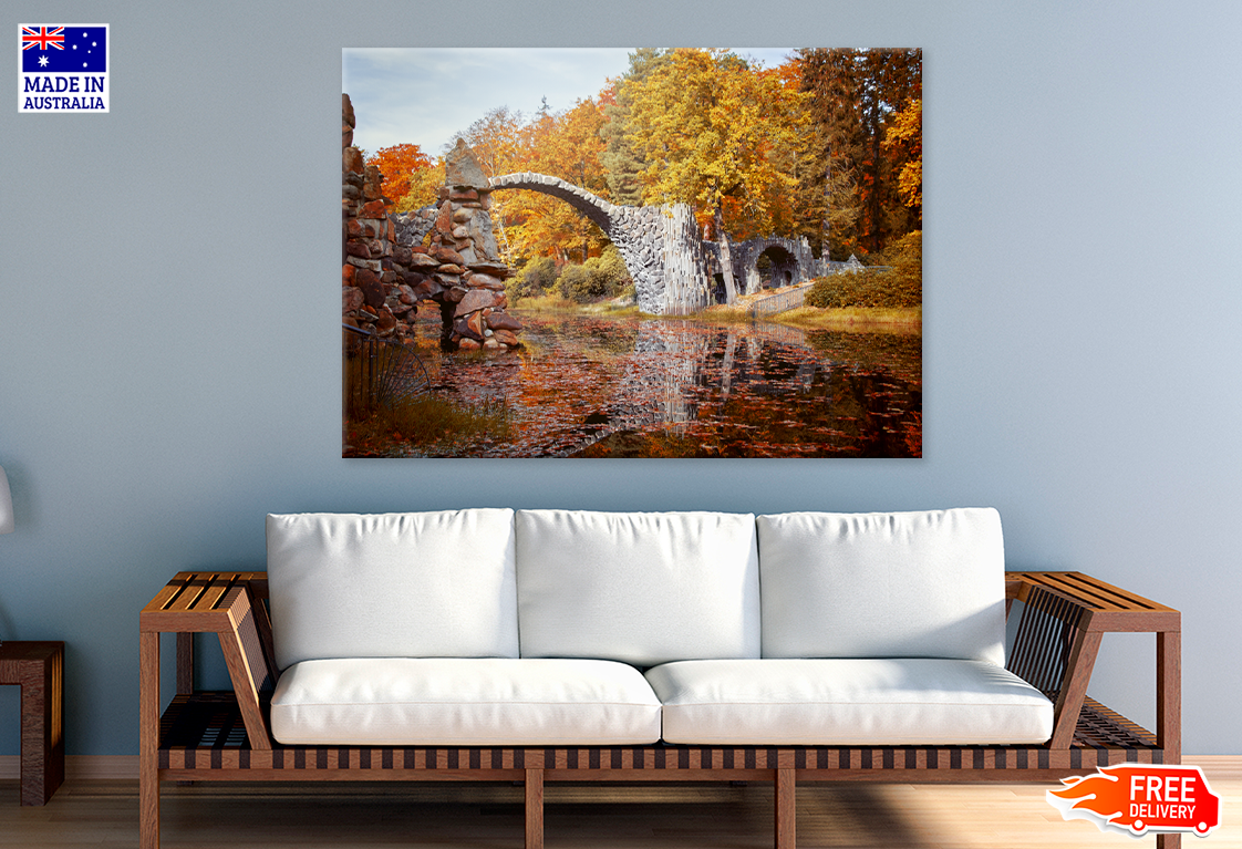 Bridge & Autumn Trees View Photograph Print 100% Australian Made