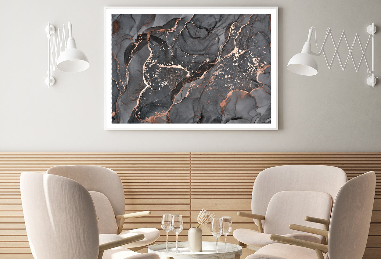 Gray & Gold Abstract Design Home Decor Premium Quality Poster Print Choose Your Sizes