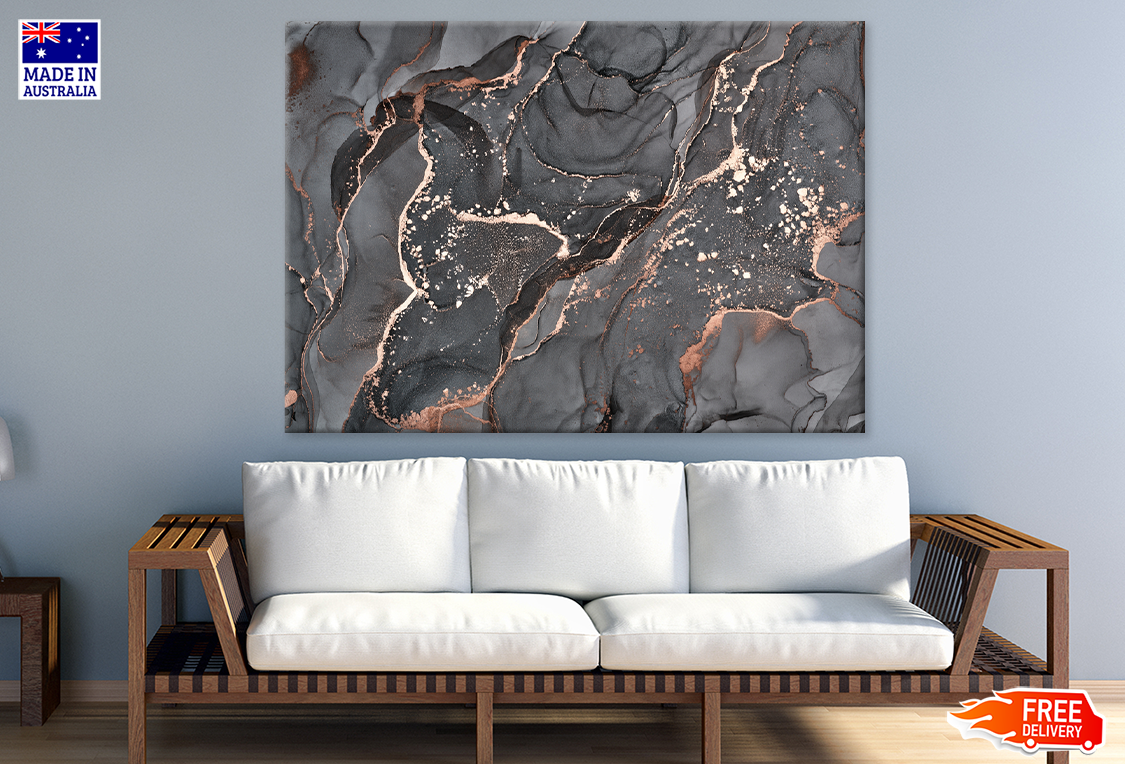 Gray & Gold Abstract Design Print 100% Australian Made