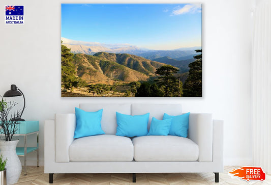 Mounatins & Forest Under Blue Sky Photograph Print 100% Australian Made
