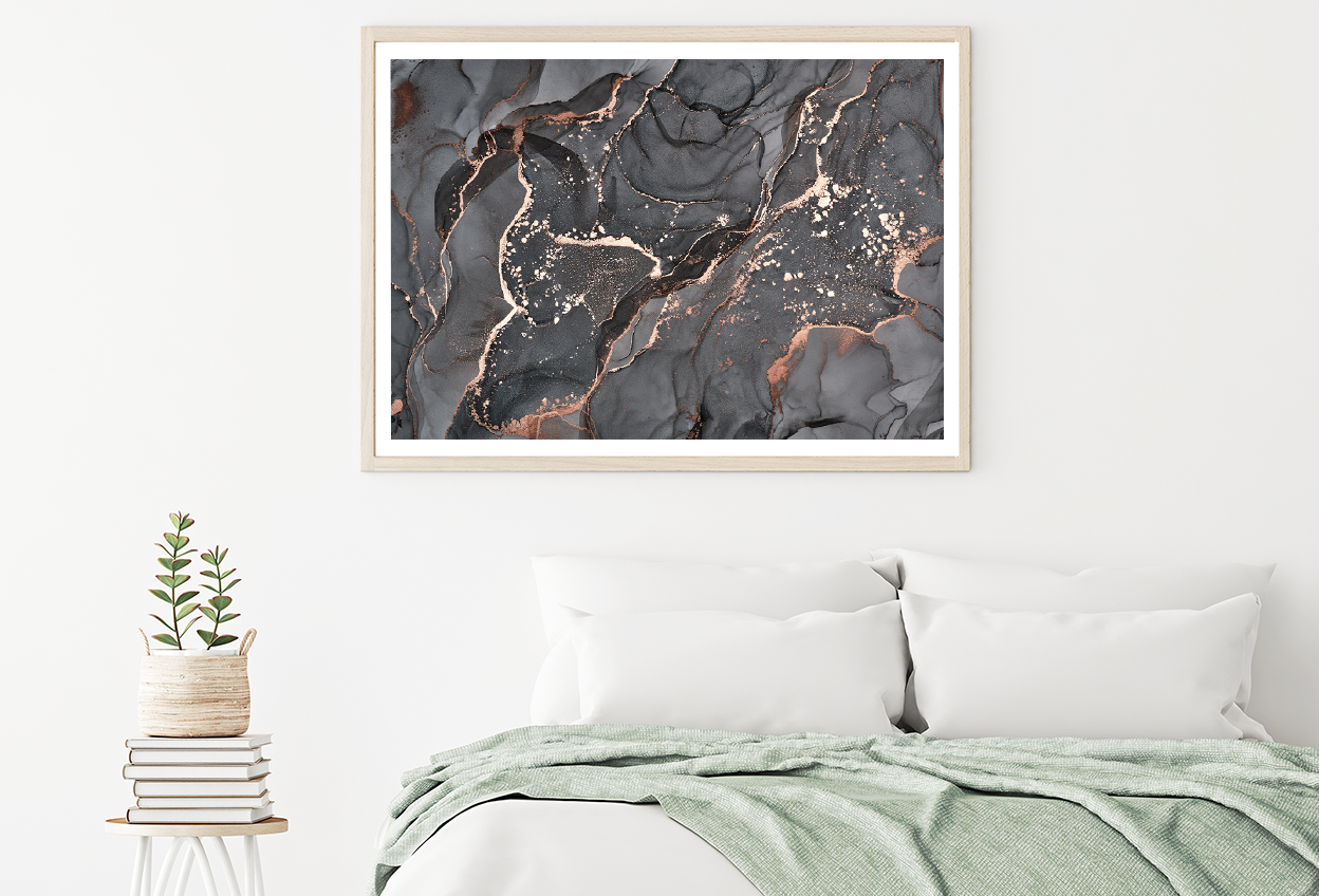 Gray & Gold Abstract Design Home Decor Premium Quality Poster Print Choose Your Sizes