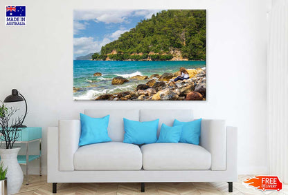 Girl Sitting on Cliffs by the Sea View Photograph Print 100% Australian Made