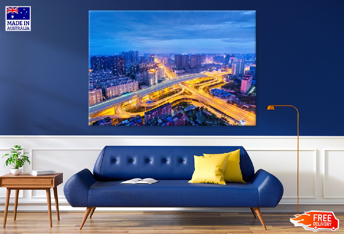 Wuhan City Skyline Night View Photograph Print 100% Australian Made