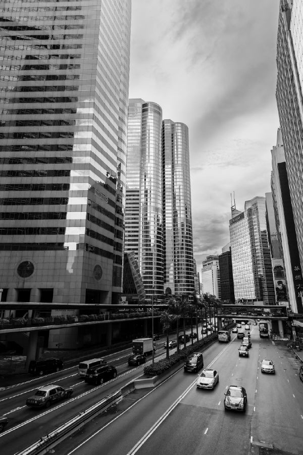 Street View of Hong Kong B&W View Photograph Print 100% Australian Made