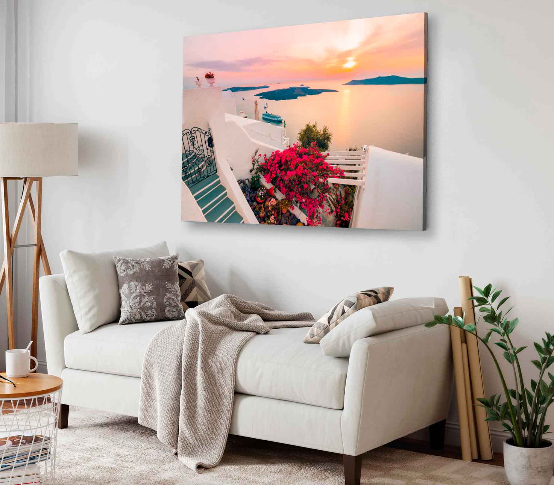 Bella Home Romantic Sunset in Santorini Print Canvas Ready to hang