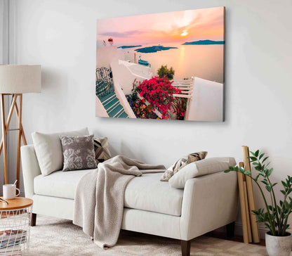 Bella Home Romantic Sunset in Santorini Print Canvas Ready to hang