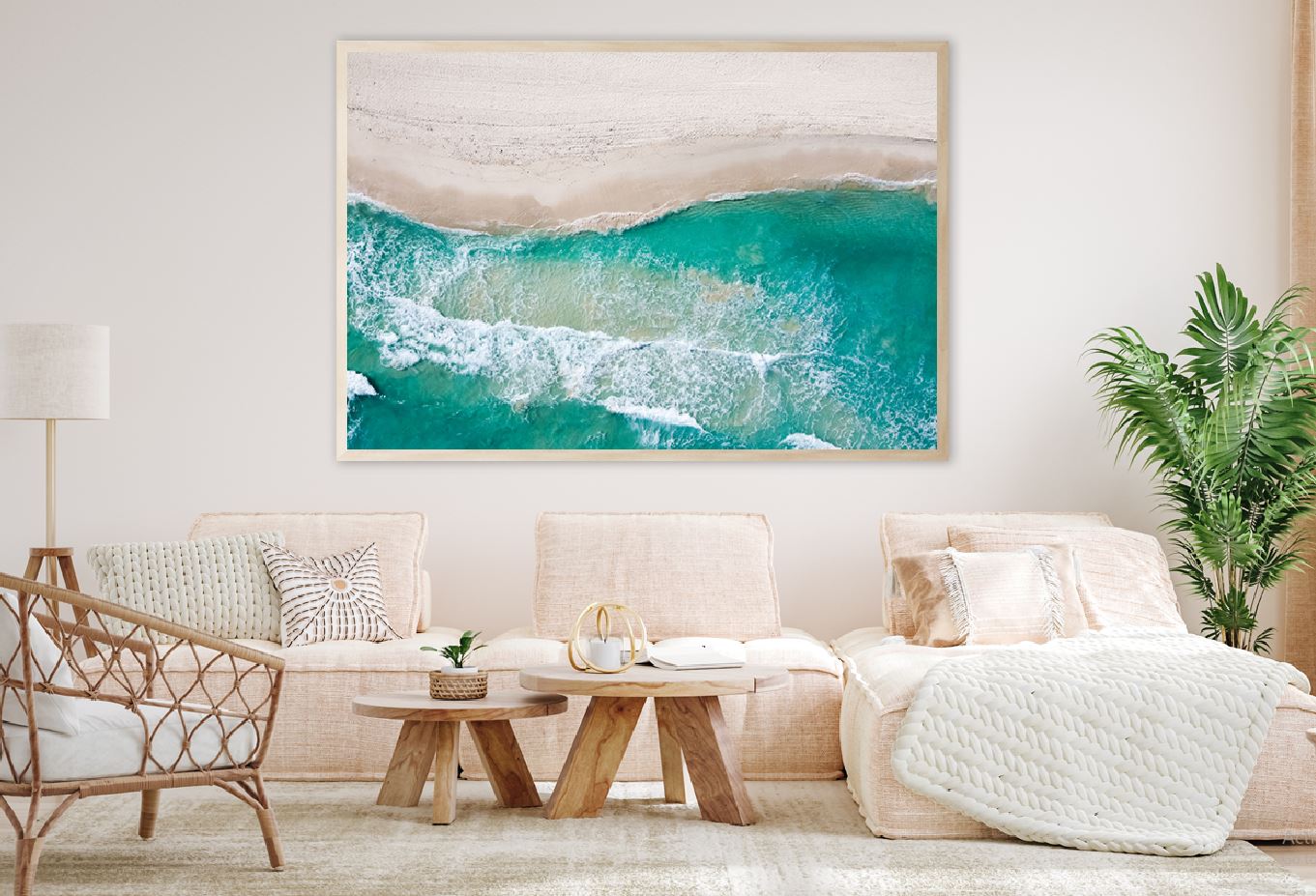 Clear Sea Waves on Sand Aerial Photograph Home Decor Premium Quality Poster Print Choose Your Sizes