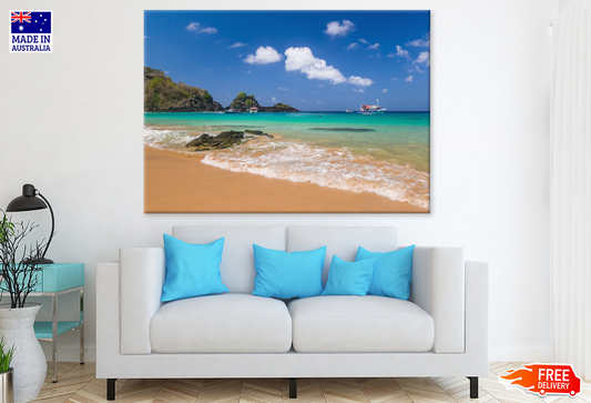 Boats One Sea & Mountain View Photograph Print 100% Australian Made