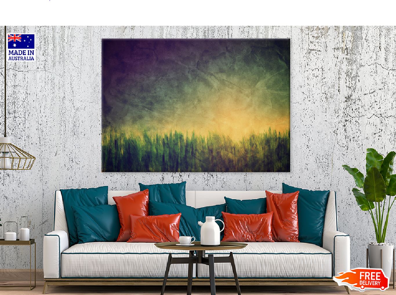 Green Forest with Dark Sky Painting Print 100% Australian Made