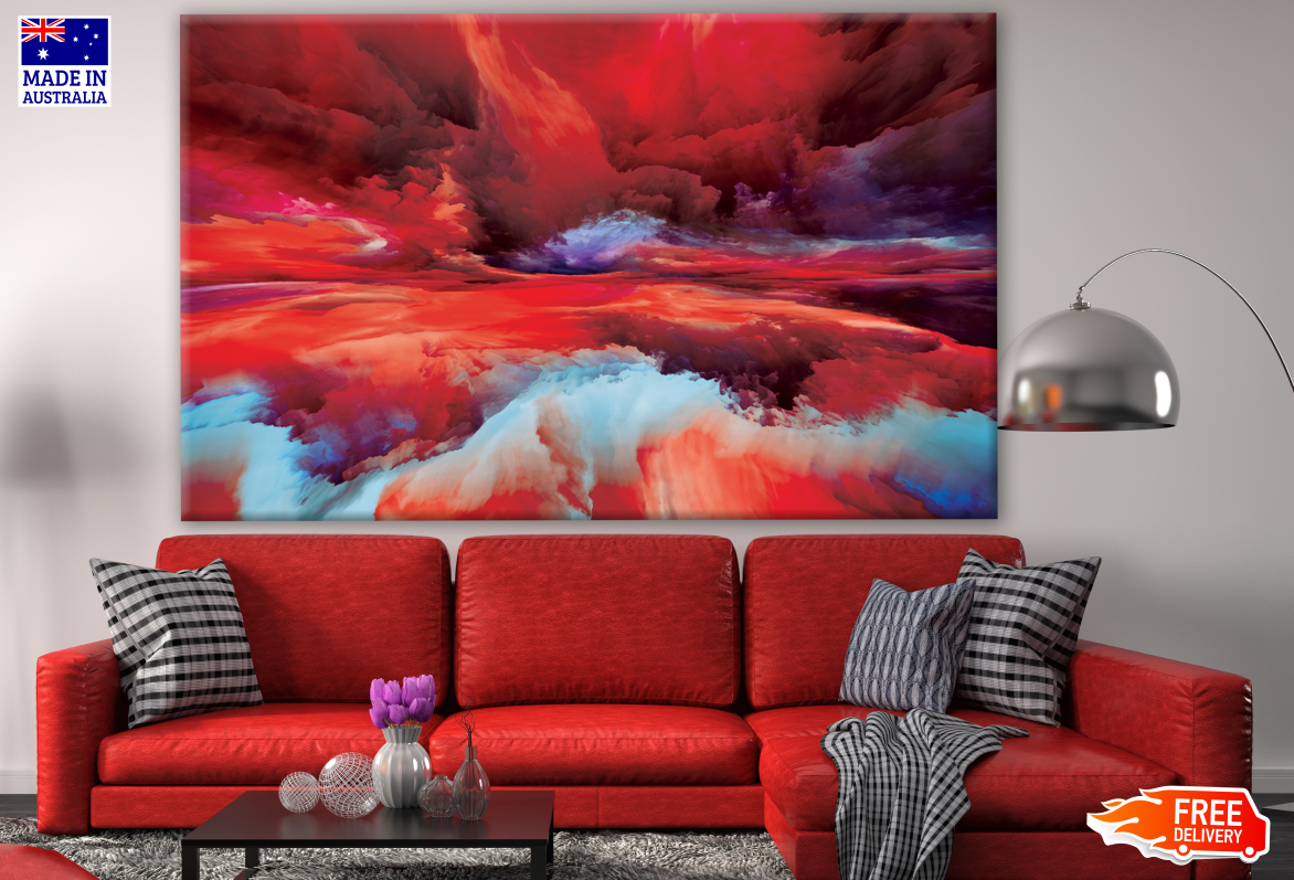 Colourful Red Abstract Cloud Design Print 100% Australian Made