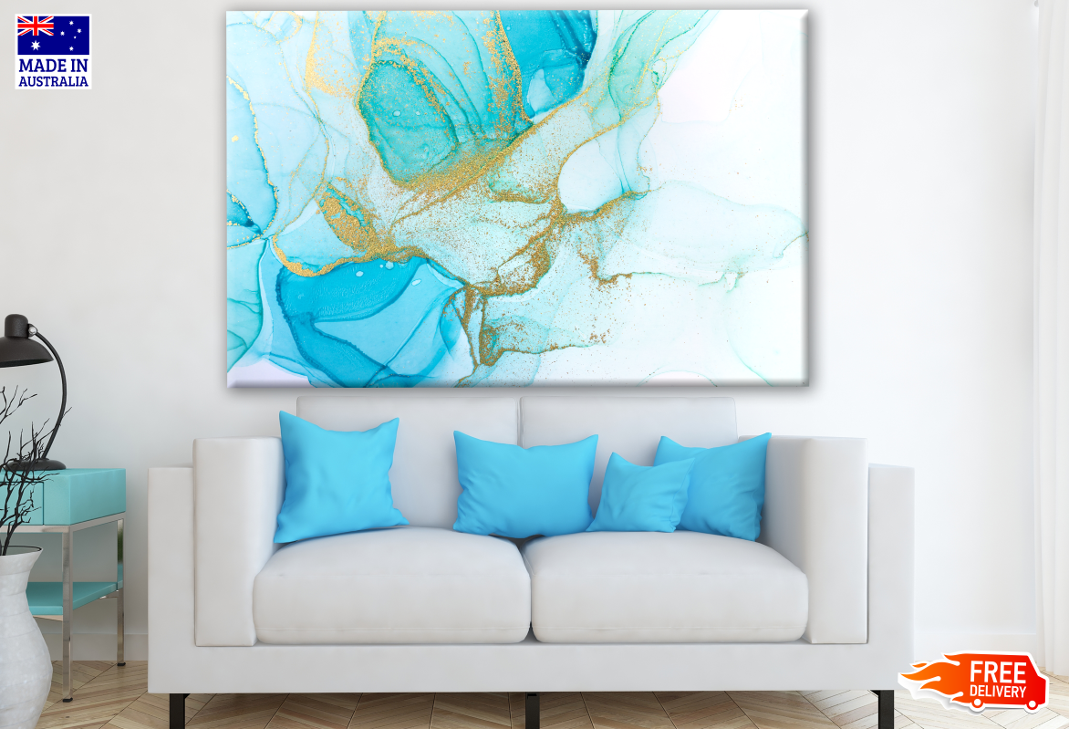 Blue & Gold Abstract Design Print 100% Australian Made