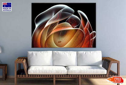 Grey Red & Orange Abstract Fractal Design Print 100% Australian Made