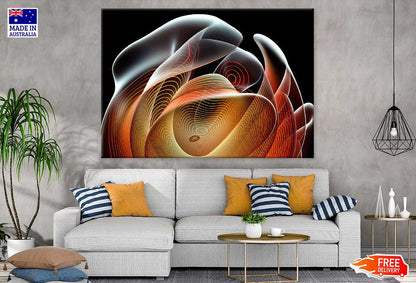 Grey Red & Orange Abstract Fractal Design Print 100% Australian Made