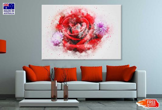 Rose & Aster Flowers Watercolor Painting Print 100% Australian Made