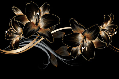 Black & Gold Abstract Flowers Home Decor Premium Quality Poster Print Choose Your Sizes