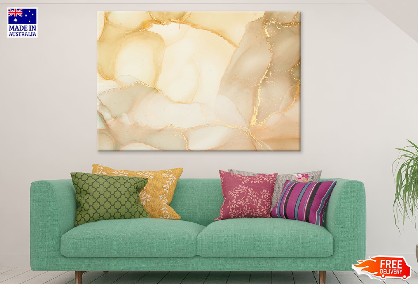 Brown & Gold Abstract Art Design Print 100% Australian Made
