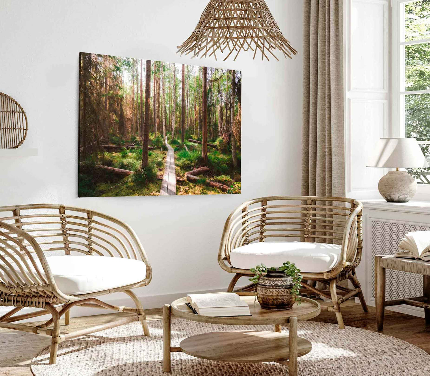 Bella Home Sunrise Through a Autumn Forest Print Canvas Ready to hang