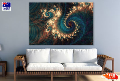 Gold & Blue Trippy Abstract Design Print 100% Australian Made