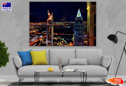 Buildings Night View Photograph Dubai Print 100% Australian Made