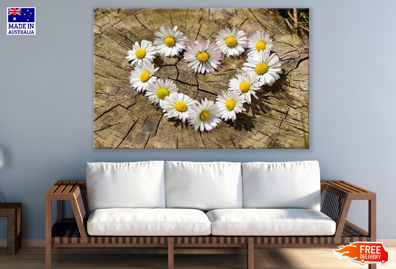 Daisy Flowers Heart Shape Photograph Print 100% Australian Made