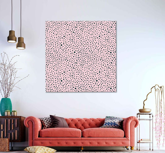 Square Canvas Black Polka Dot Pink Design High Quality Print 100% Australian Made