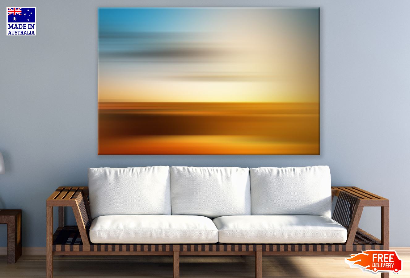 Blue Orange & Grey Digital Abstract Design Print 100% Australian Made