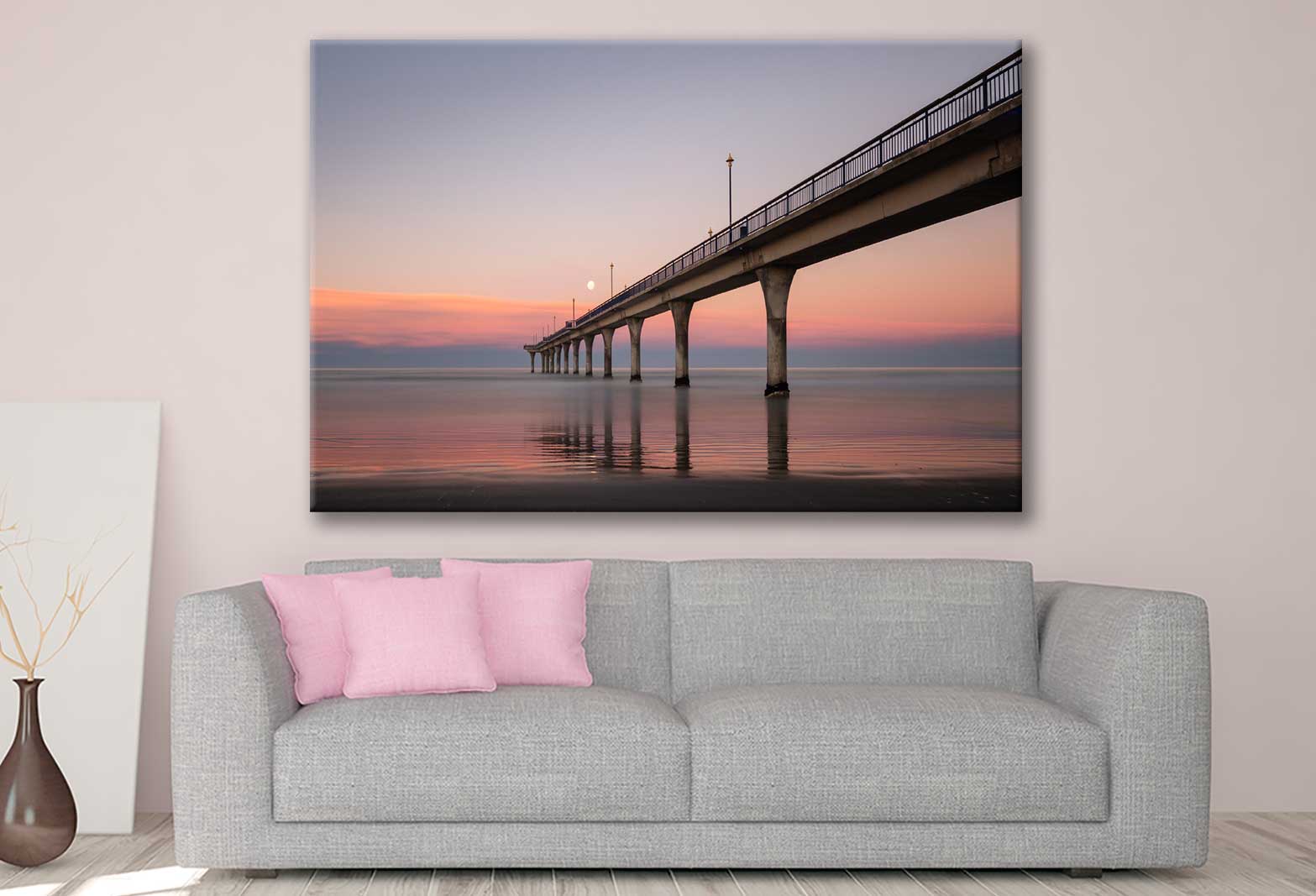 Bella Home Sunset & Moon Rise at The Same Time Print Canvas Ready to hang
