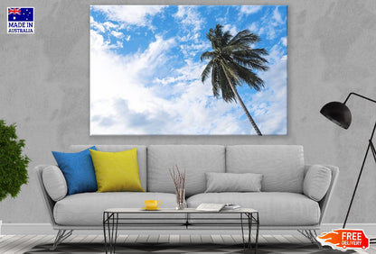 Palm Tree Under lu Sky & Clouds Photograph Print 100% Australian Made