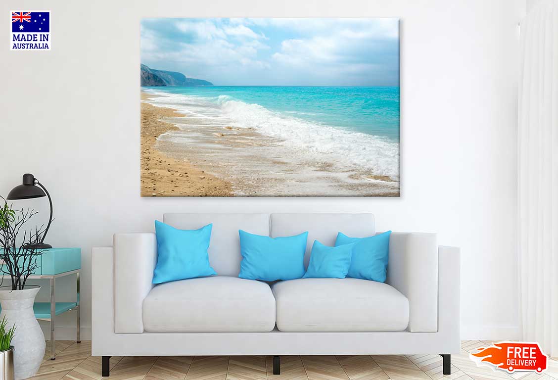Sunny Sea Waves Sky with Clouds Photograph Print 100% Australian Made