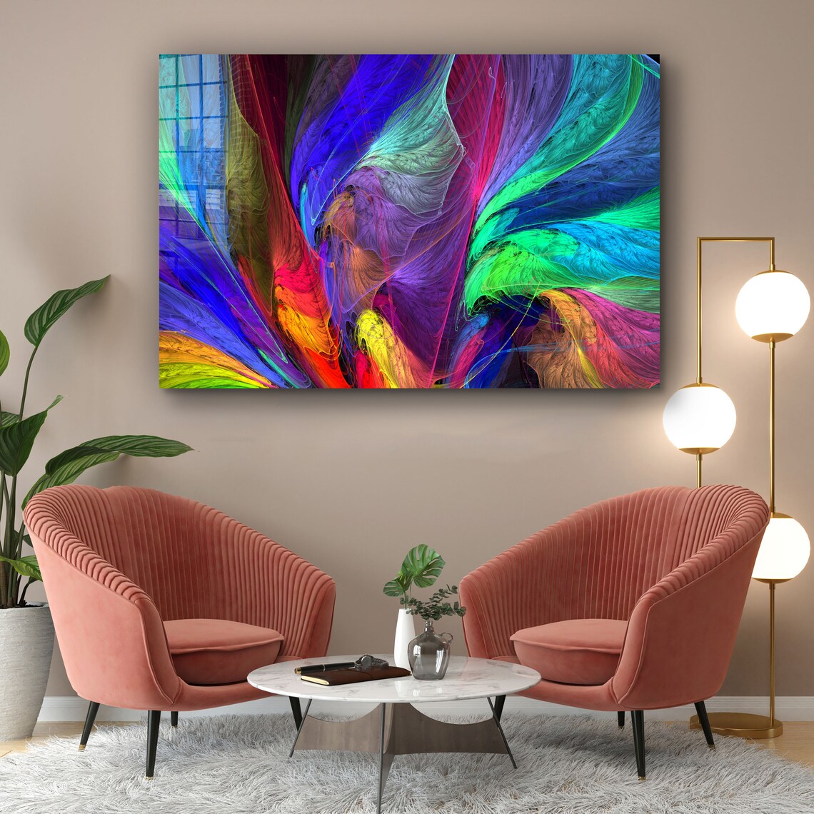 Colorful Neon Abstract Print Tempered Glass Wall Art 100% Made in Australia Ready to Hang