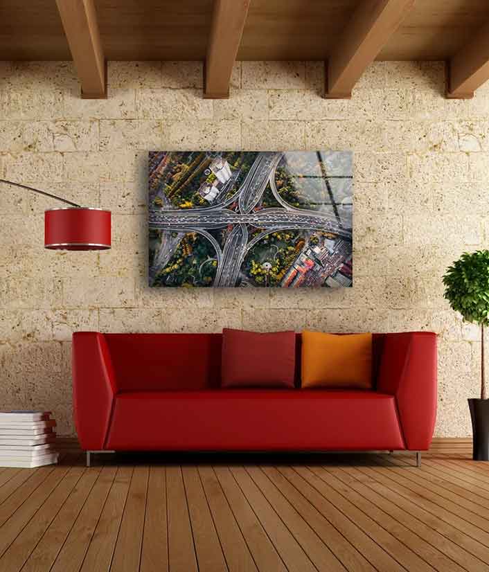 Highways Aerial View Photograph Acrylic Glass Print Tempered Glass Wall Art 100% Made in Australia Ready to Hang