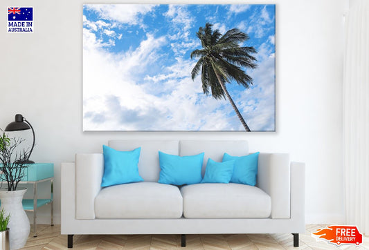 Palm Tree Under lu Sky & Clouds Photograph Print 100% Australian Made