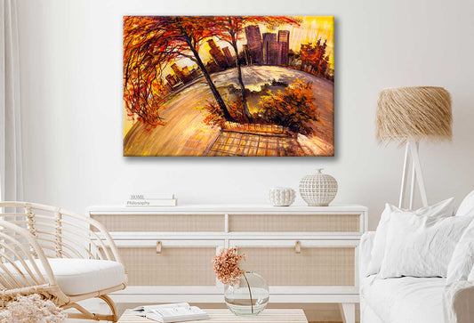 Bella Home City Square Of A Modern City Oil Painting Print Canvas Ready to hang