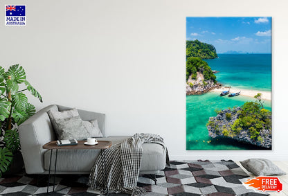 Phakbia Island Sea with Boat View Photograph Print 100% Australian Made