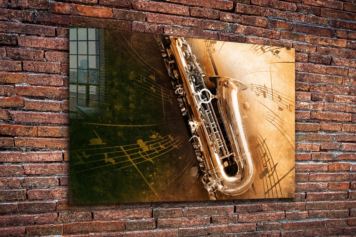 Saxophone Abstract Print Tempered Glass Wall Art 100% Made in Australia Ready to Hang