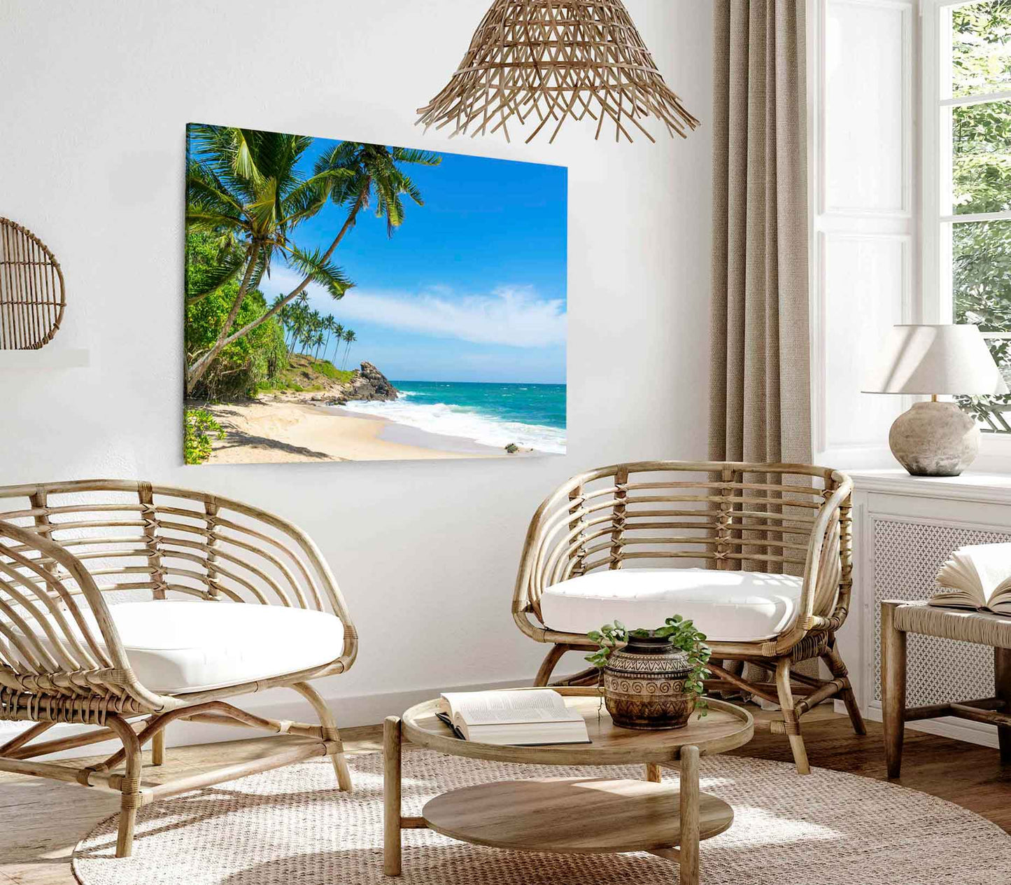 Bella Home Beach Coastal With Palm Trees Print Canvas Ready to hang