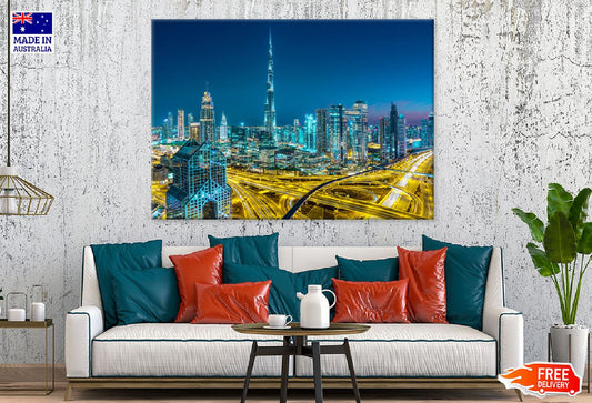 Dubai City Center Buildings Night Photograph Print 100% Australian Made