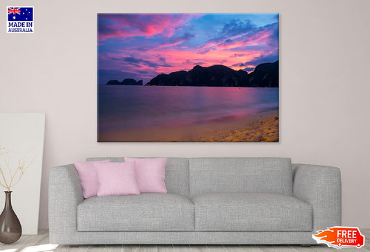 Phi Phi Don Beach Pink Sky View Photograph Print 100% Australian Made