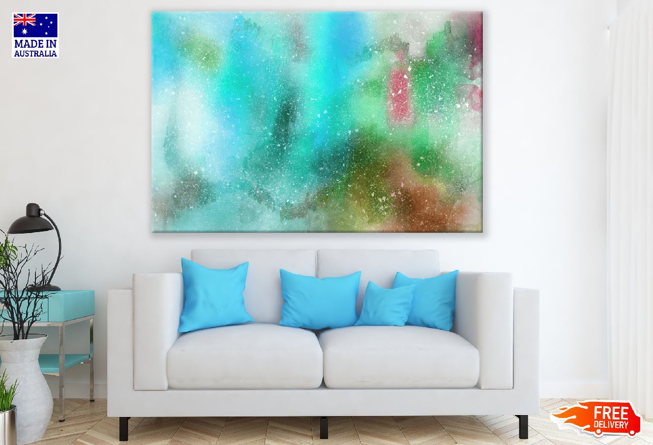 Green & Blue Abstract Design Print 100% Australian Made